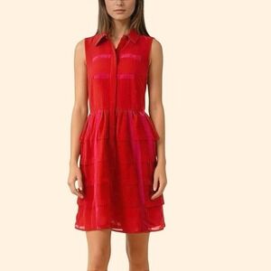 Sachin + Babi Red Sleeveless Tiered Casual Dress Collared Party Size 0